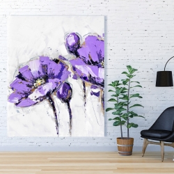 Toile 48 x 60 - Fleurs mauves abstraites