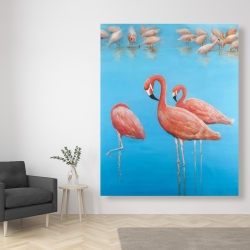 Canvas 48 x 60 - Group of flamingos
