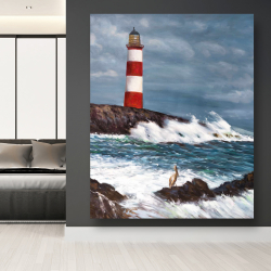 Canvas 48 x 60 - Lighthouse at the edge of the sea unleashed