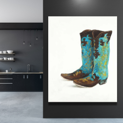 Canvas 48 x 60 - Blue cowboy boots