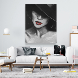 Canvas 48 x 60 - Mysterious red lips lady