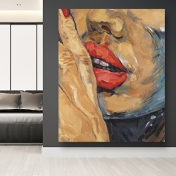 Canvas 48 x 60 - Shushing lips closeup