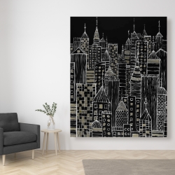 Toile 48 x 60 - Tours d'une ville illustrative
