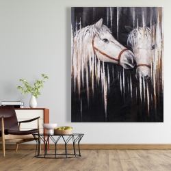 Canvas 48 x 60 - Two white horses kissing