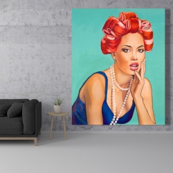 Canvas 48 x 60 - Pin up girl with curlers