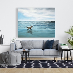Toile 48 x 60 - Chien à la plage