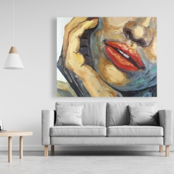 Canvas 48 x 60 - Irresistible lips closeup