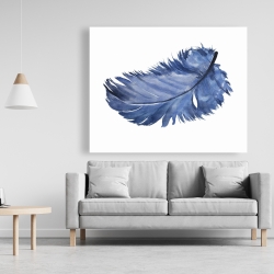 Toile 48 x 60 - Plume bleue à l'aquarelle