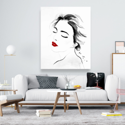 Toile 48 x 60 - Portrait de dame sereine en noir