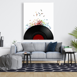 Canvas 48 x 60 - Notes escaping from a vinyl record