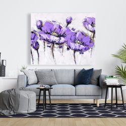Toile 48 x 60 - Fleurs mauves abstraites
