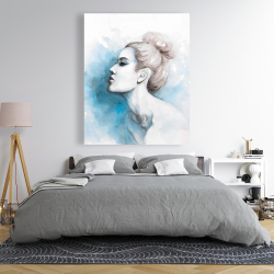 Canvas 48 x 60 - Watercolor abstract girl profile view
