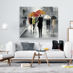 Canvas 48 x 60 - Street scene with umbrellas