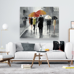 Canvas 48 x 60 - Street scene with umbrellas