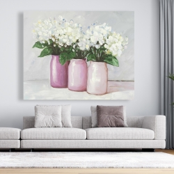 Canvas 48 x 60 - Hydrangea flowers in pink vases