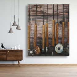 Canvas 48 x 60 - Fishing rods on wood