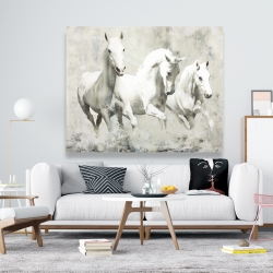 Canvas 48 x 60 - Three white horses running