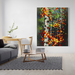 Canvas 48 x 60 - Colorful dotted leaves birches
