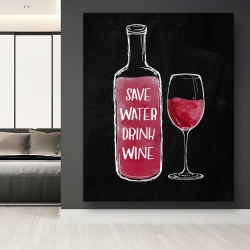 Toile 48 x 60 - Sauvez l'eau buvez du vin
