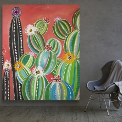 Toile 48 x 60 - Cactus en arc-en-ciel