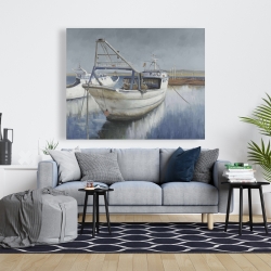 Toile 48 x 60 - Bateau de pêche bleu