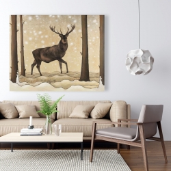 Canvas 48 x 60 - Roe deer in a winter landscape