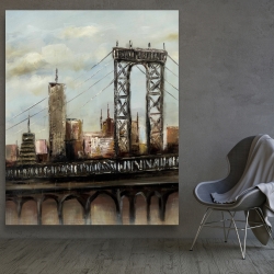 Toile 48 x 60 - Pont de ville par un jour gris