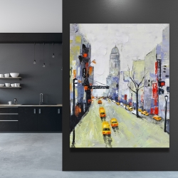 Canvas 48 x 60 - Gray street with yellow and red accents