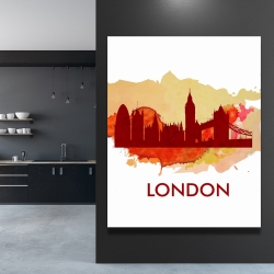 Toile 48 x 60 - Silhouette en éclats de peinture de londre