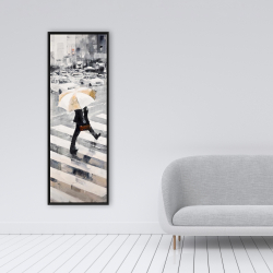 Framed 16 x 48 - Man walking with his umbrella