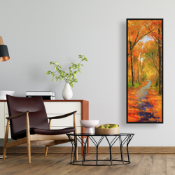 Framed 16 x 48 - Autumn trail in the forest