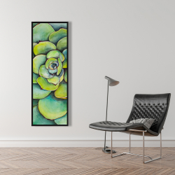 Framed 16 x 48 - Watercolor succulent plant