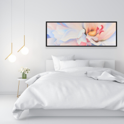 Framed 16 x 48 - Pastel colored flower