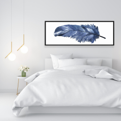 Framed 16 x 48 - Blue feather