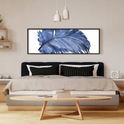 Encadré 16 x 48 - Plume bleue à l'aquarelle