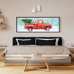 Framed 16 x 48 - Christmas tree truck