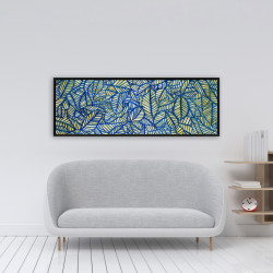 Encadré 16 x 48 - Motif de feuilles bleues