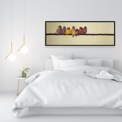 Framed 16 x 48 - Bird family