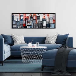 Framed 16 x 48 - Geometric urban landscape