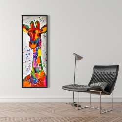 Encadré 16 x 48 - Girafe abstraite et colorée avec éclats de peinture