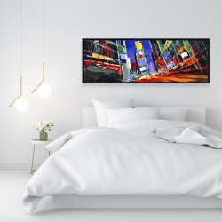 Framed 16 x 48 - Colorful times square by night