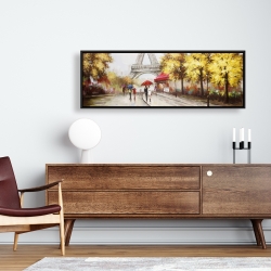 Framed 16 x 48 - Passersby near the eiffel tower
