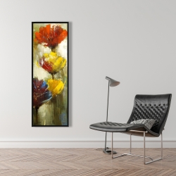 Framed 16 x 48 - Orange and yellow flowers