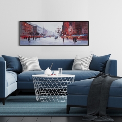 Framed 16 x 48 - Black and red street scene