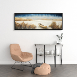 Framed 16 x 48 - Boat in the middle of a swamp