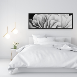 Framed 16 x 48 - Beautiful black and white flower