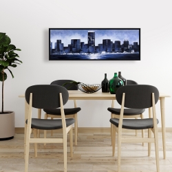 Framed 16 x 48 - Marine blue city
