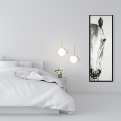 Encadré 16 x 48 - Cheval noir & blanc de face