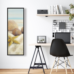 Encadré 16 x 48 - Vue d'une étoile de mer et de coquillages sur la plage