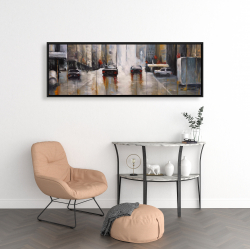 Framed 16 x 48 - Cars in the morning rain